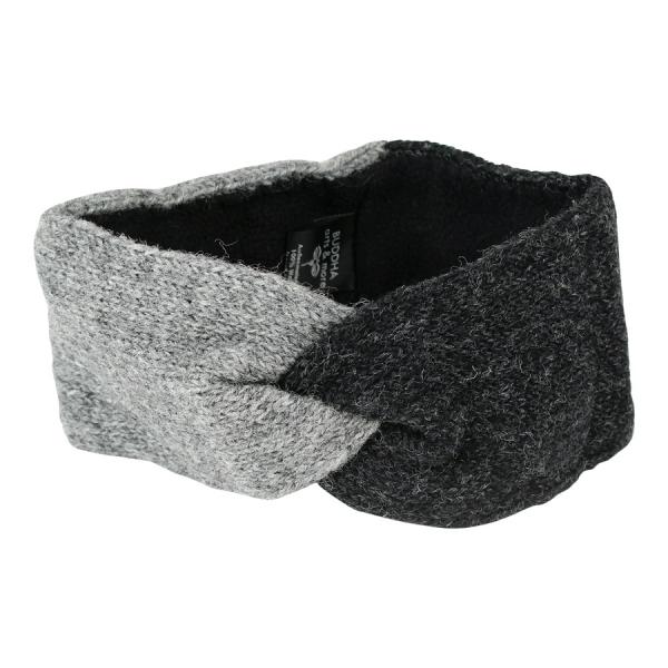 Anthrazit-graues feines überlappendes Stirnband 100% Wolle mit Fleece gefüttert Handarbeit Nepal
